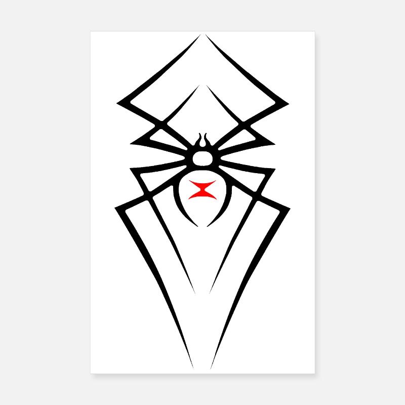 Araignée Black Widow Tribal R6Z - Poster 20 x 30 cm - blanc