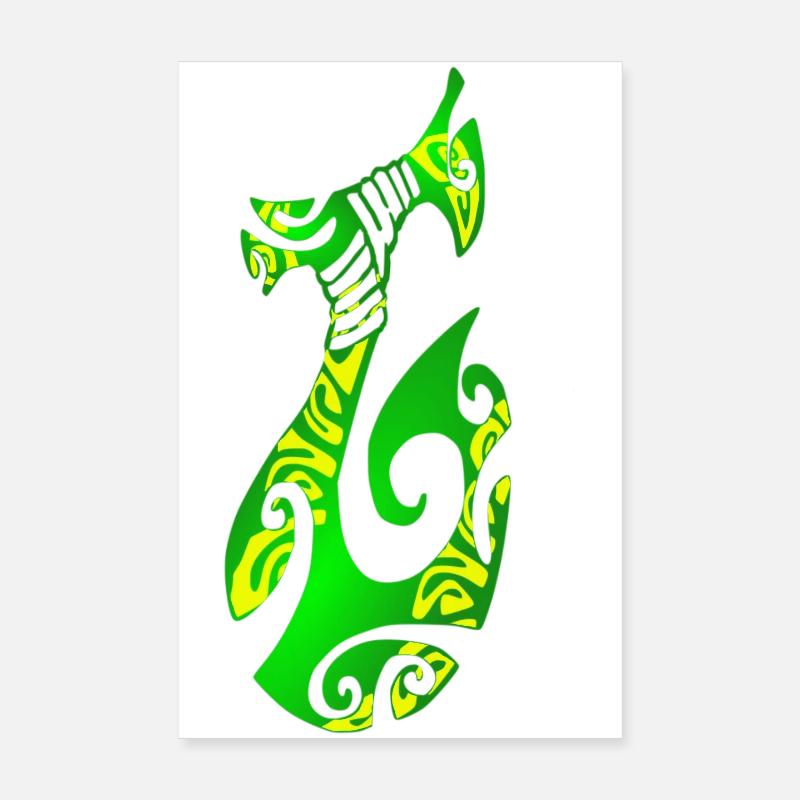MATAU - Green (polynesian hook) Poster 8" x 12" (20x30 cm)