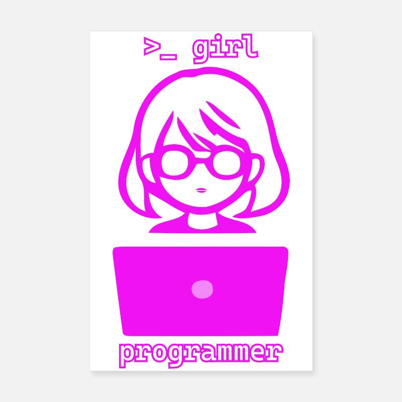 Frau mit Computer girl programmer Poster 20x30 cm