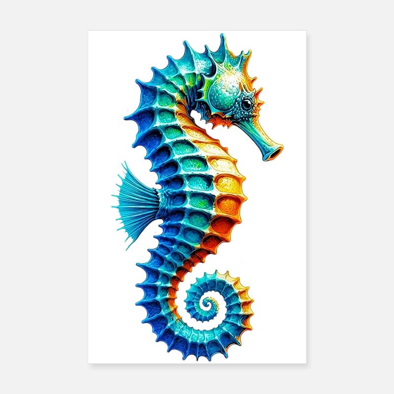Seepferdchen - Poster 20x30 cm - Weiß