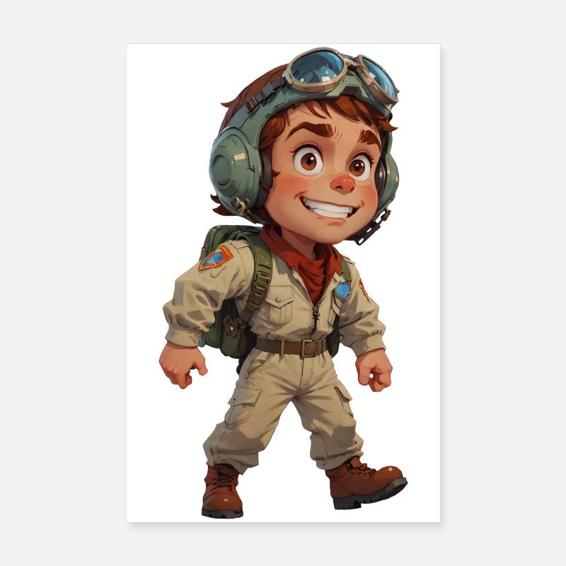 Niedlicher Cartoon-Kampfpilot Poster 20x30 cm