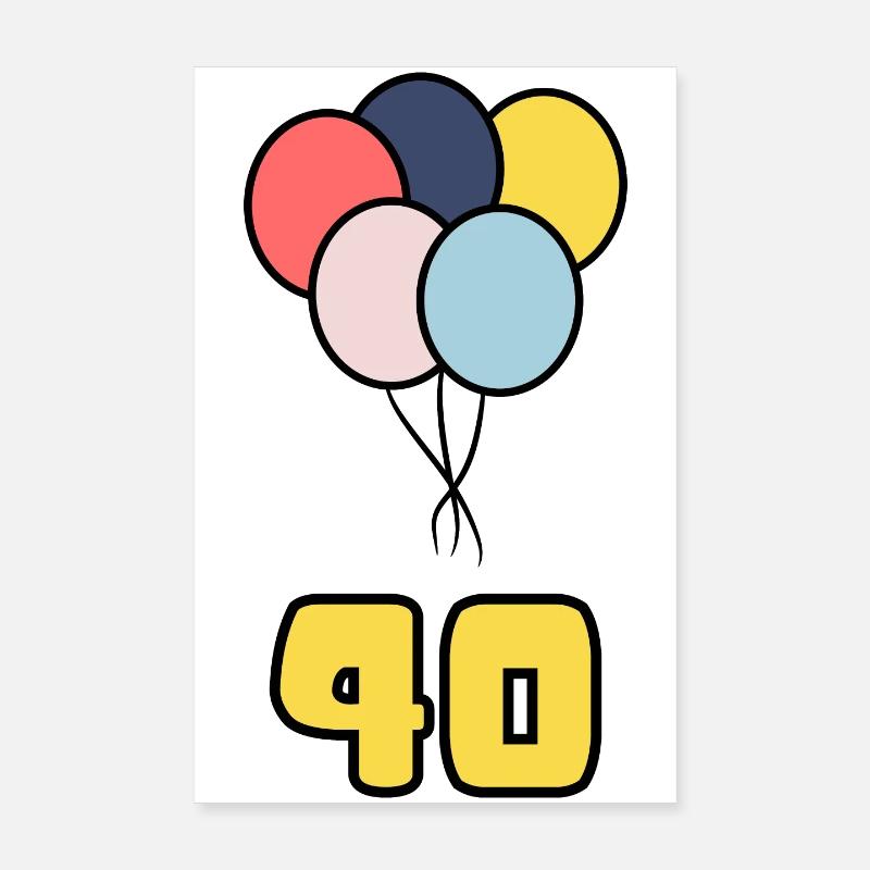 40. 40 YEARS. 40th ANNIVERSARY. 40 YEARS ANNIVERSARY. Poster 8" x 12" (20x30 cm)