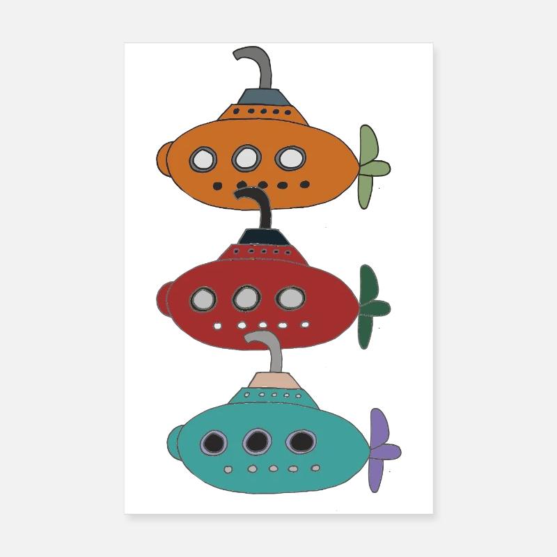 Des bateaux sous-marins imaginatifs Poster 20 x 30 cm