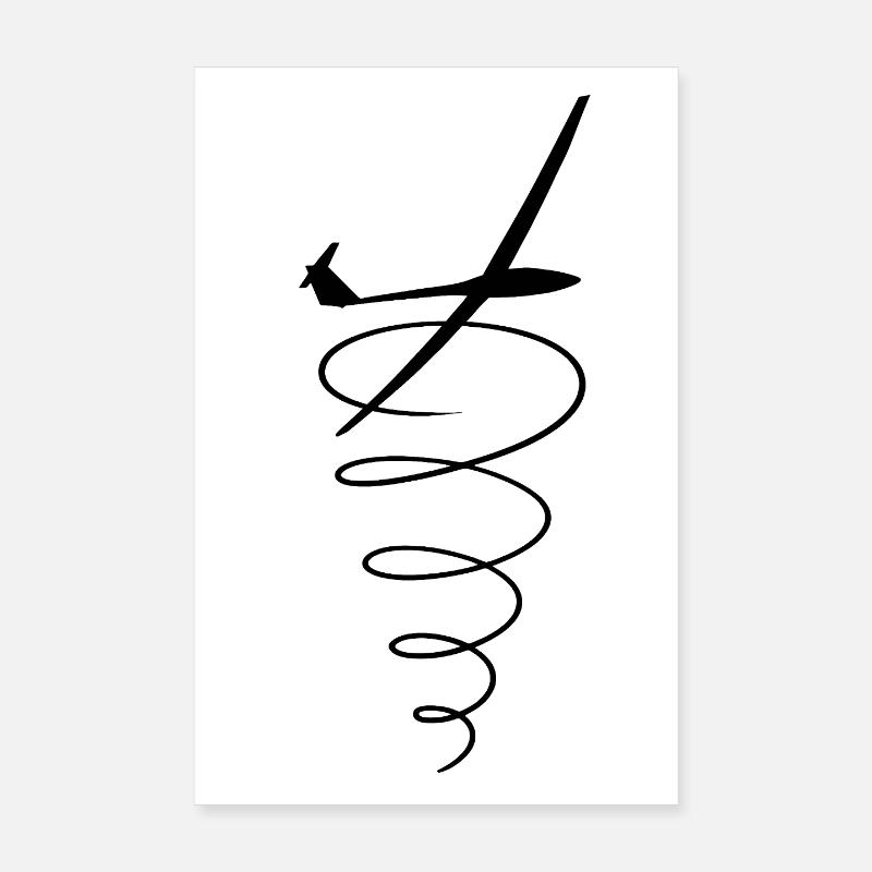 Thermalling Glider Black Poster 8" x 12" (20x30 cm)