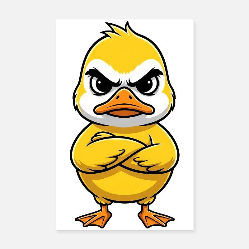 Grumpy Duck Cartoon Annoyed Grumpy Sour Poster 8" x 12" (20x30 cm)