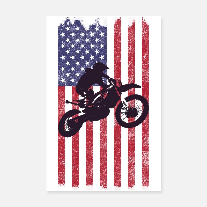 Drapeau américain du vélo de cross, Poster 20 x 30 cm