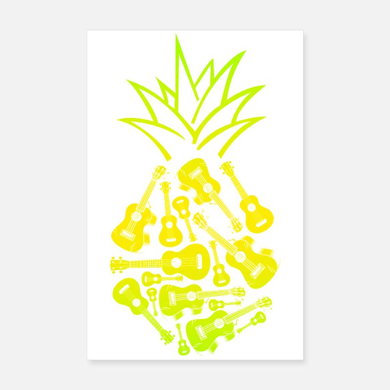 Hawaiian Ukulele Uke Pineapple Poster 20x30 cm