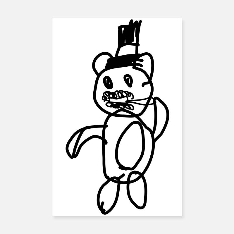 Toothbrush Teddy Poster 20x30 cm