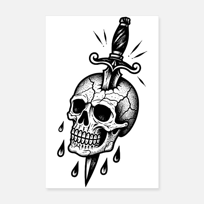 Cracked skull with a dagger Poster 8" x 12" (20x30 cm)