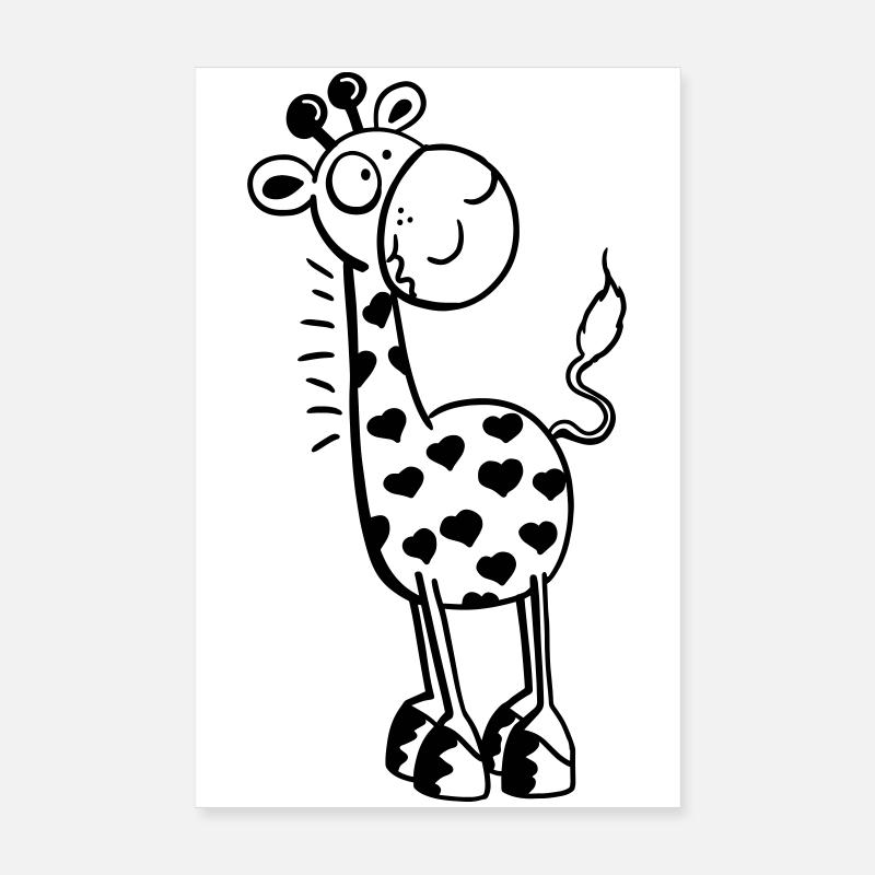 Cute Giraffe with hearts Poster 8" x 12" (20x30 cm)