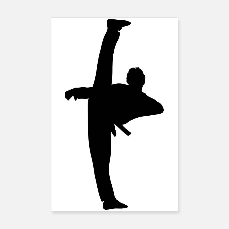 High Kick von Taekwondo oder Karate Schattenfigur Poster 20x30 cm