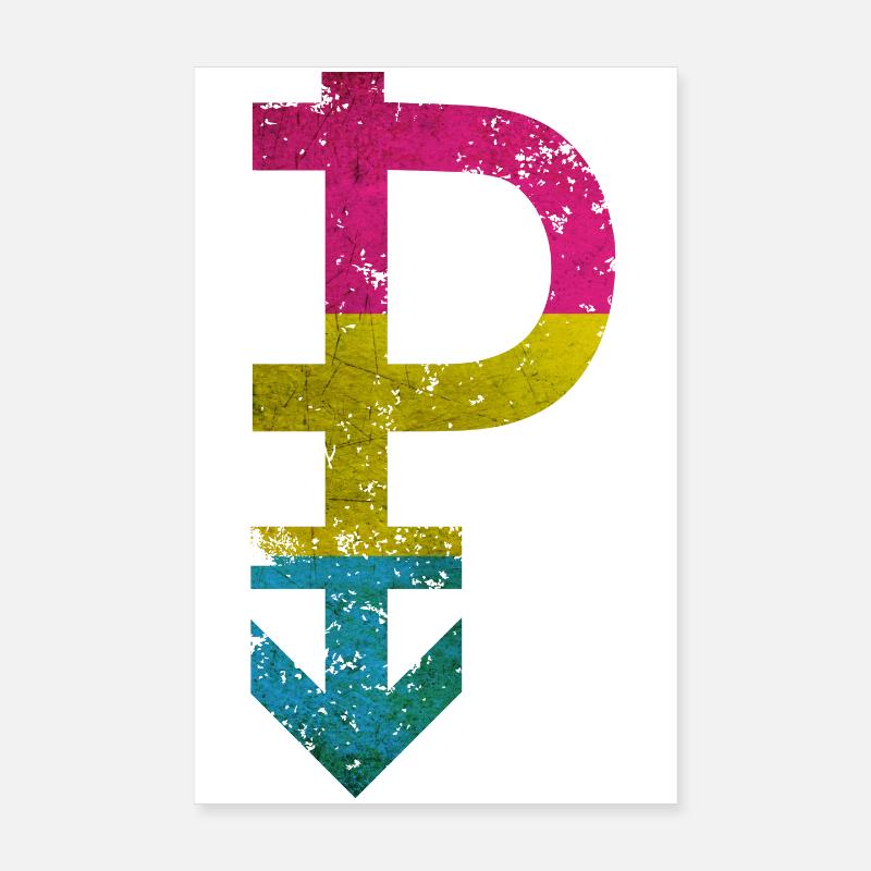 symbol pansexuality pride flag grunge effect Poster 8" x 12" (20x30 cm)