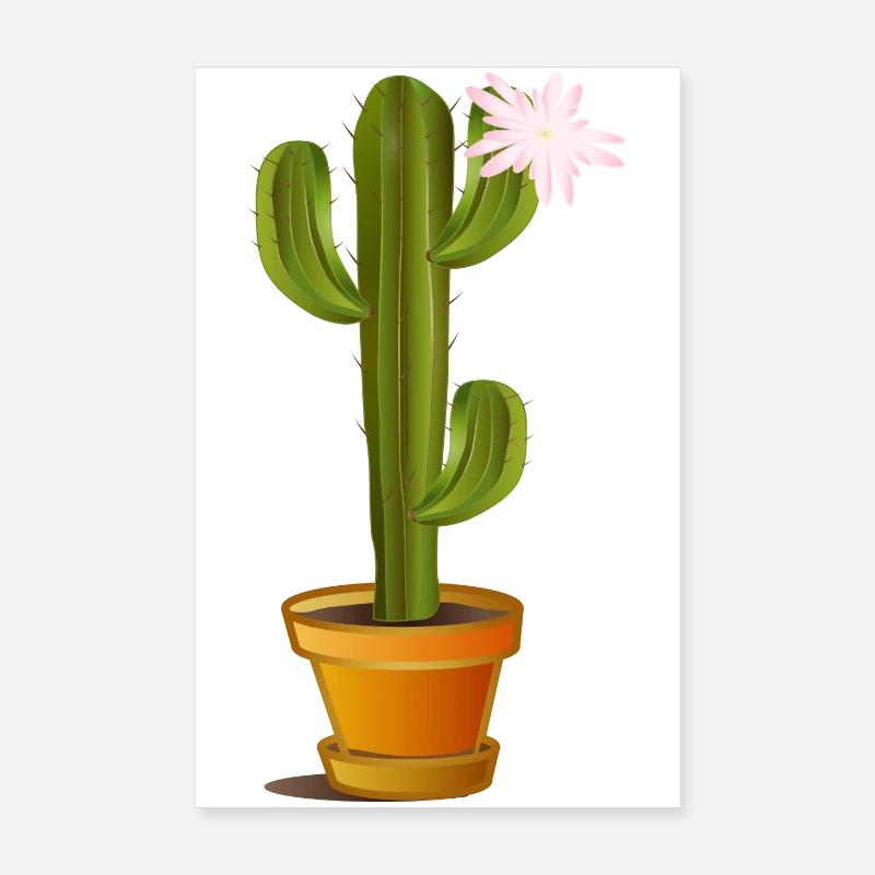 Cactus enchanteur dans un pot de fleurs avec fleur Poster 20 x 30 cm