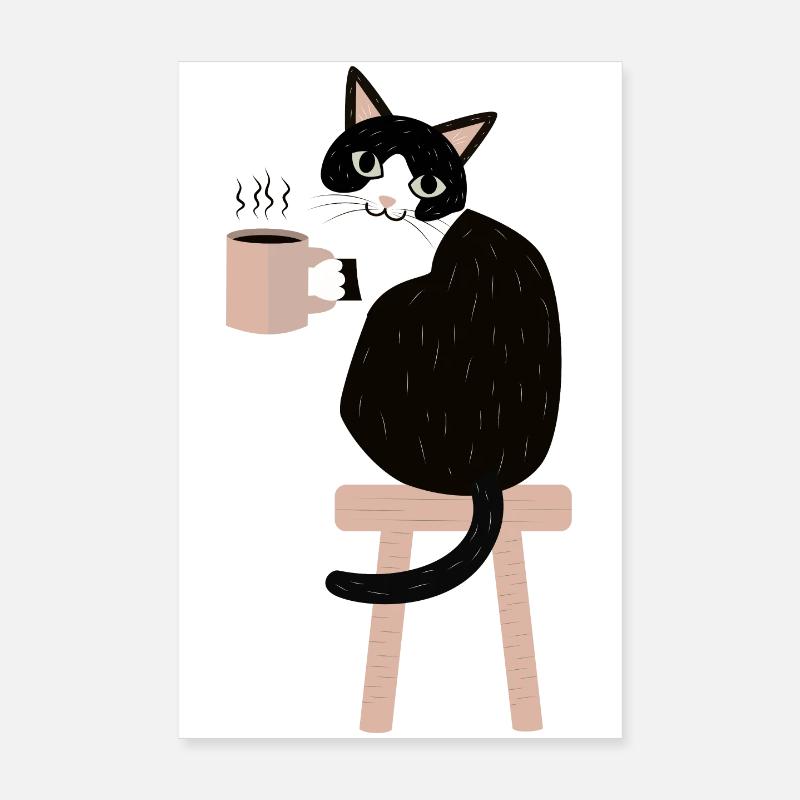 Coffee Break Cat Poster 8" x 12" (20x30 cm)