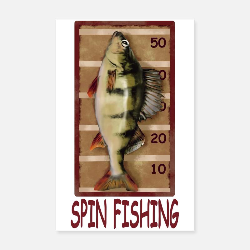 Pêche au lancer et record de perche - Pêche - Poster 20 x 30 cm - blanc