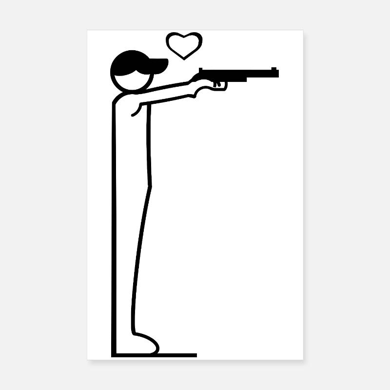 Minimalistisches Pistolenschützen Design Poster 20x30 cm