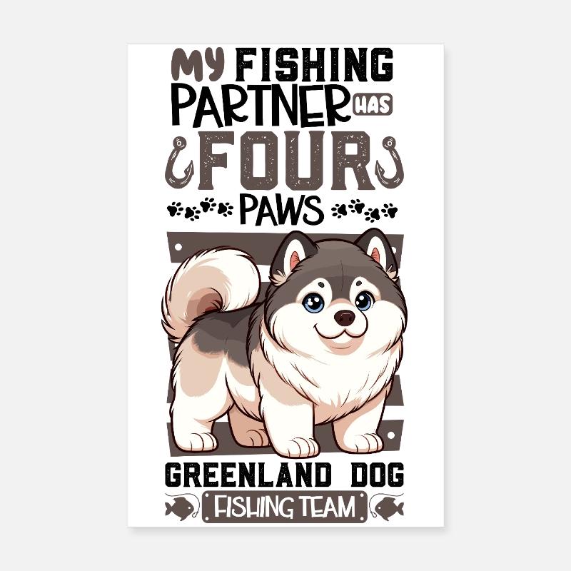 Fishing and Greyhound Poster 8" x 12" (20x30 cm)