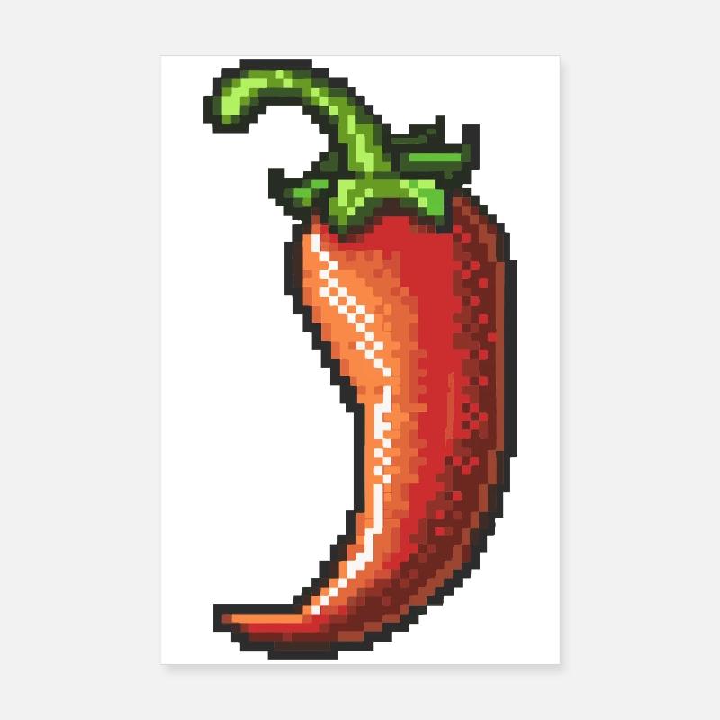 Pixel Chili Pepper Retro Gloss Poster 20 x 30 cm