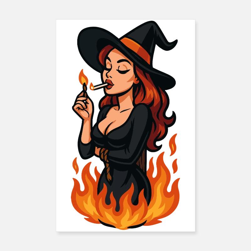 Witch in flames Poster 8" x 12" (20x30 cm)