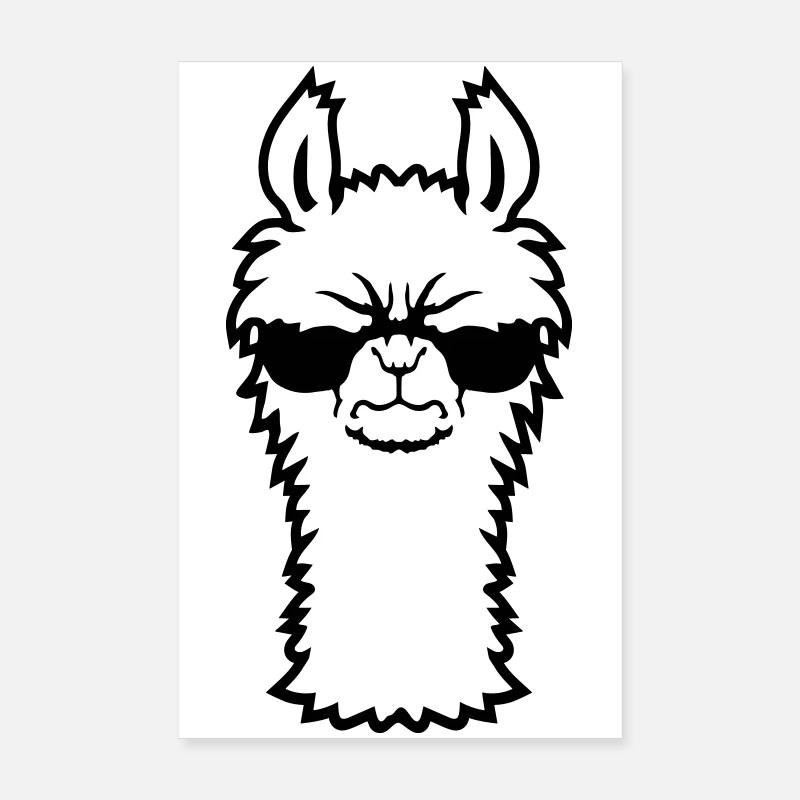 Lama Wütend Cool Sonnenbrille Pelzig Alpaka Sauer Poster 20x30 cm
