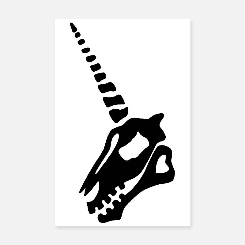 Schwarzes Einhorn Schädel Poster 20x30 cm