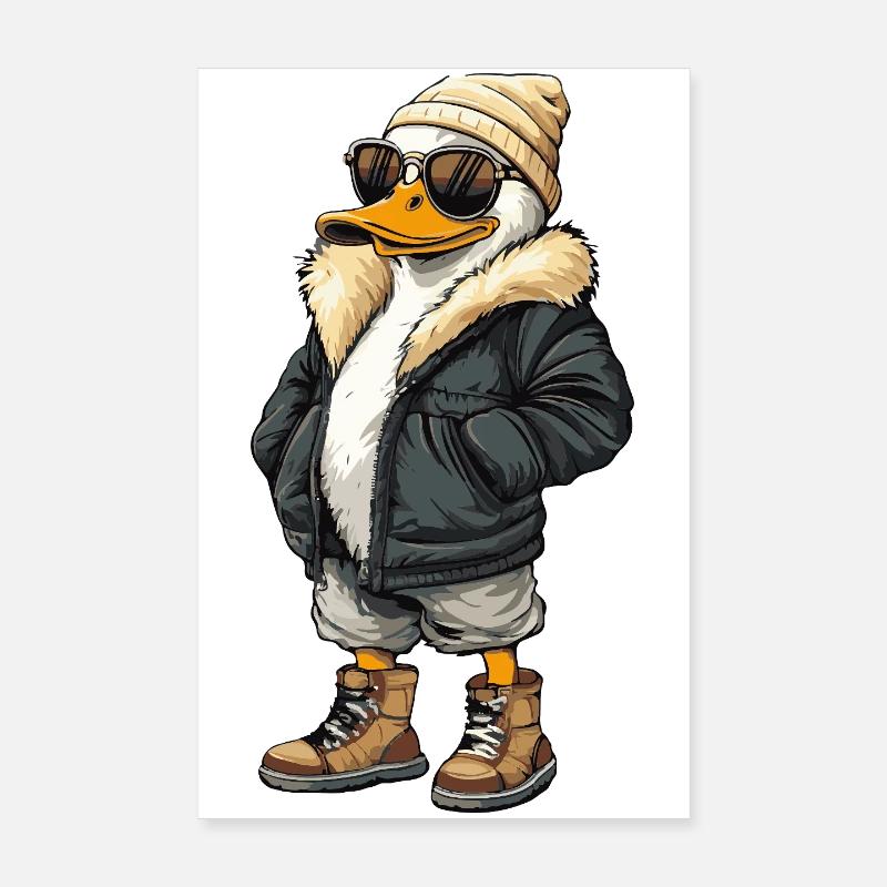 Canard Cool Hiver Poster 20 x 30 cm