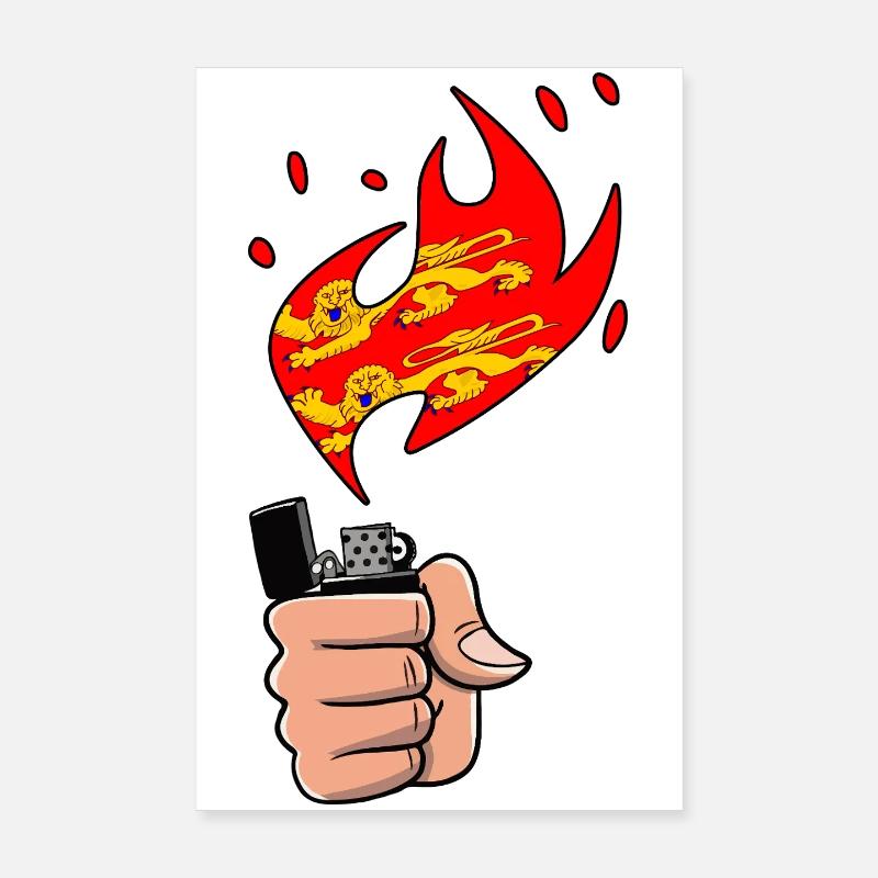 Normandy Flame Lighter Pride Normandy Region Poster 8" x 12" (20x30 cm)