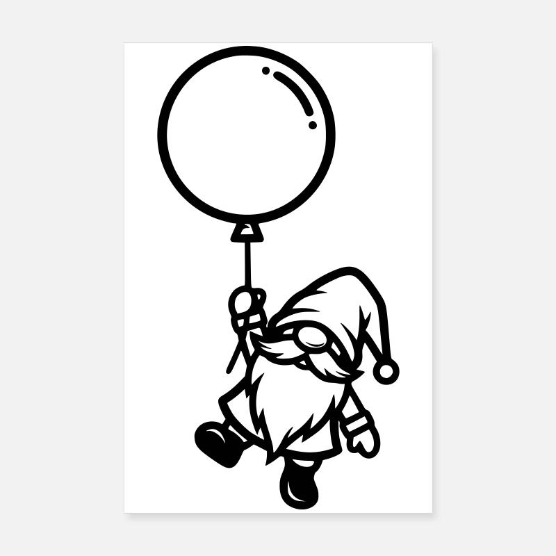 Gnome avec silhouette de ballon Poster 20 x 30 cm