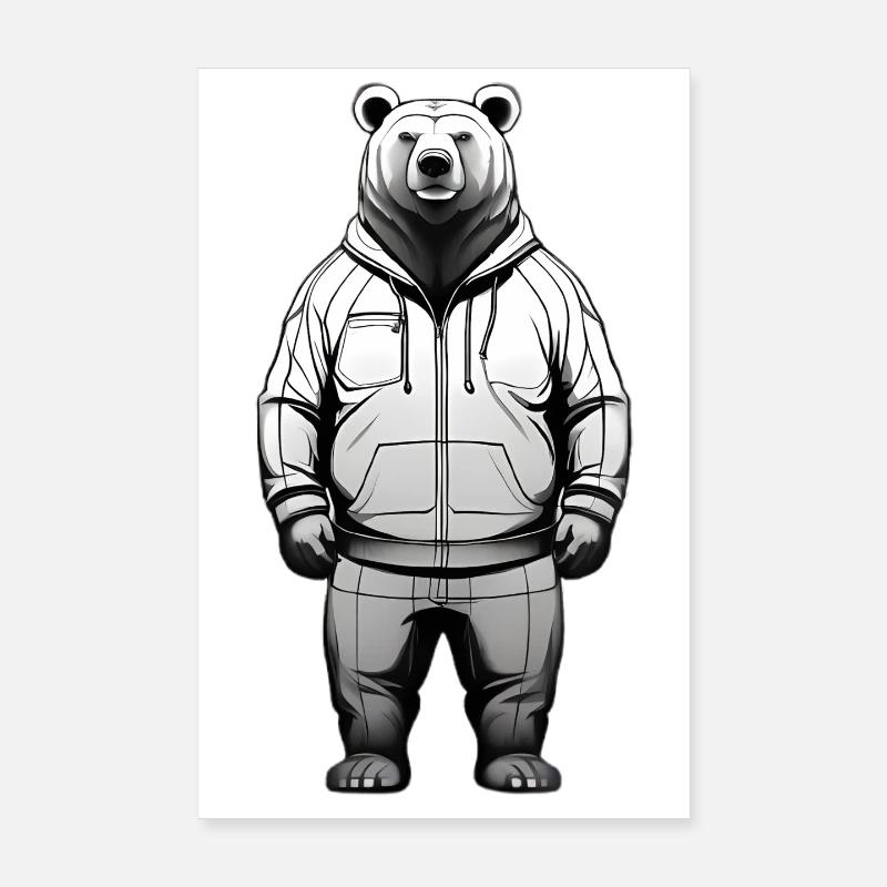 Graphique de sweat à capuche Ours Poster 20 x 30 cm