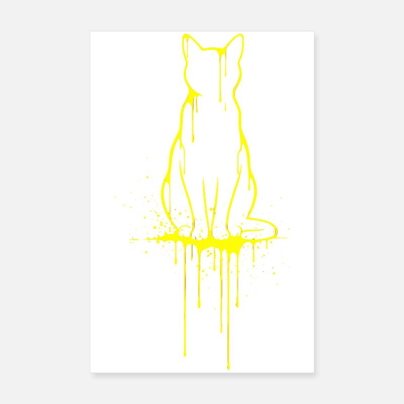 Silhouette de chat Look doré Poster 20 x 30 cm