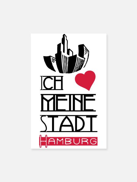 Stadt Liebe Hamburg Deutschland Spruch Geschenk - Poster 20x30 cm - Weiß - Vorne