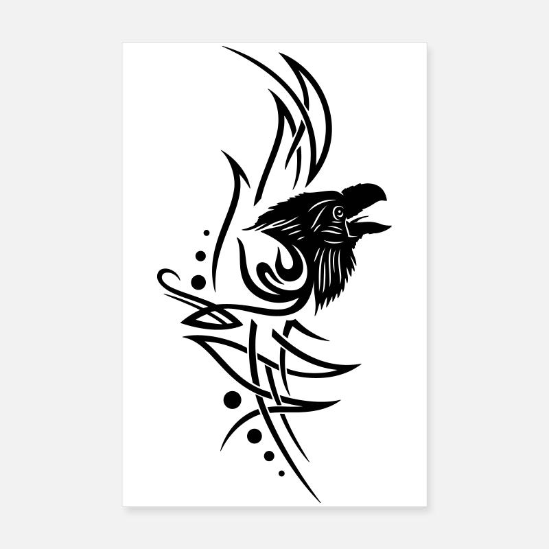 Tribal, tattoo with raven head Poster 8" x 12" (20x30 cm)