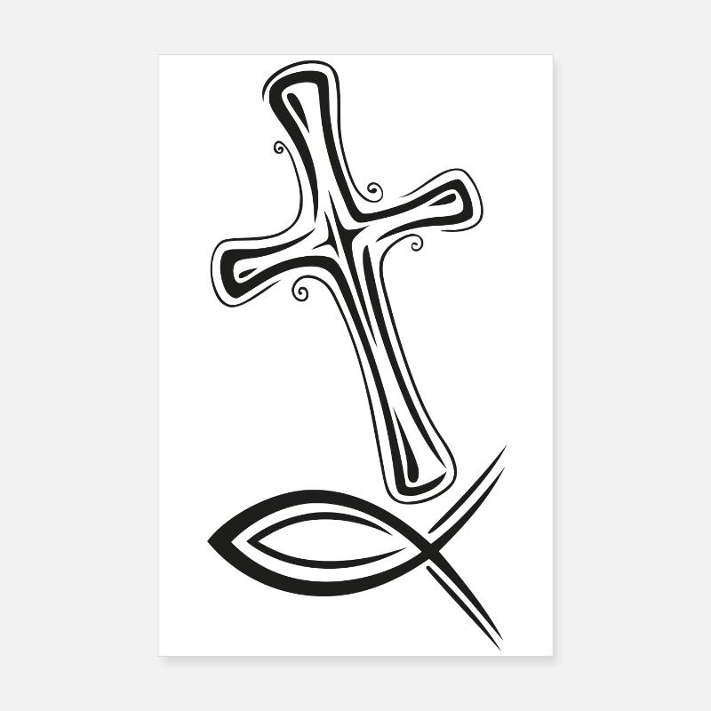 Icône de poisson croisé Poster 20 x 30 cm