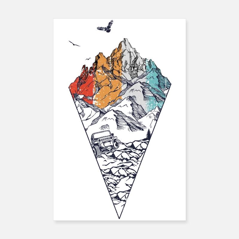 Prismatisches Berggeometrisches Tee Poster 20x30 cm