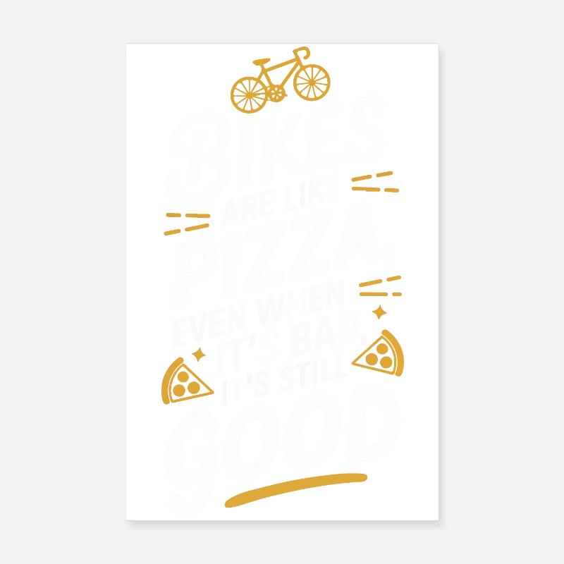 Vélo Pizza Citation Typographie Design Poster 20 x 30 cm