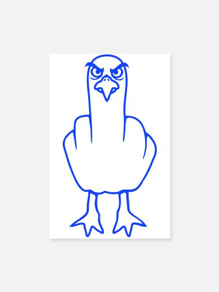 Möwe Mittelfinger Beleidigung Stinkefinger frech - Poster 20x30 cm - Weiß - Vorne