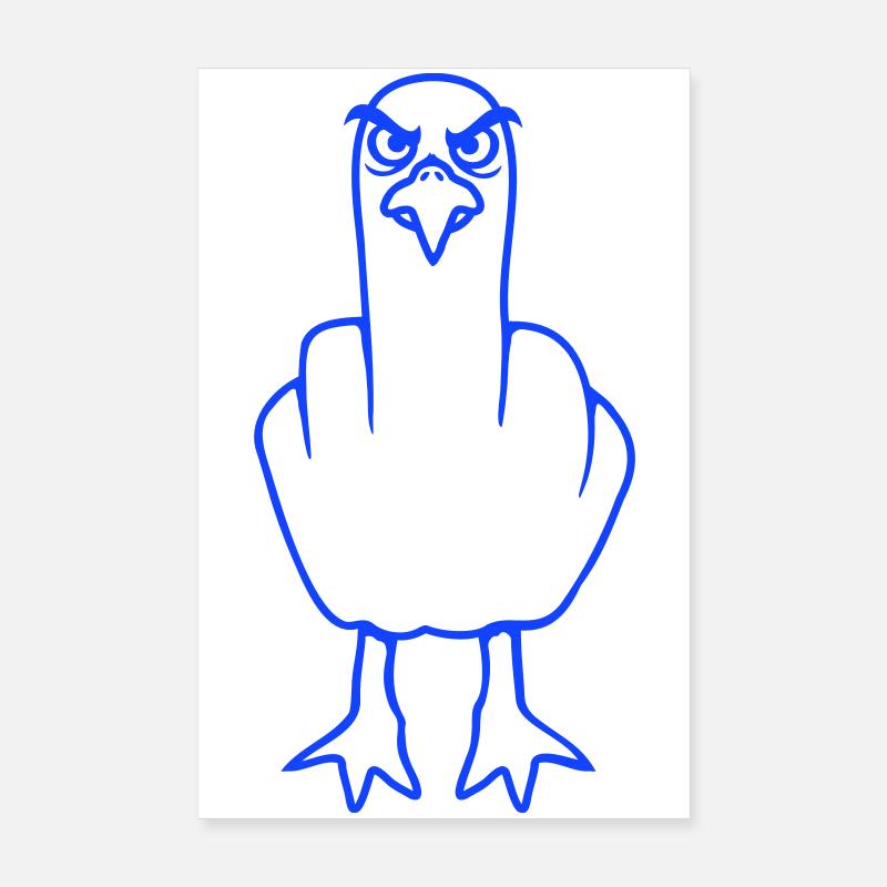 Mouette majeur insulte doigt puant vilain Poster 20 x 30 cm