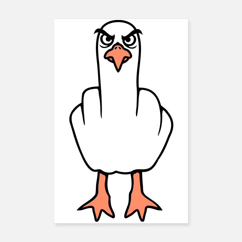 Mouette majeur insulte doigt puant vilain Poster 20 x 30 cm