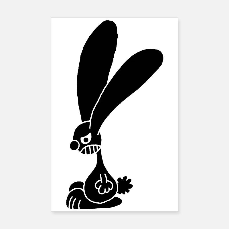 Lapin noir grognon Poster 20 x 30 cm
