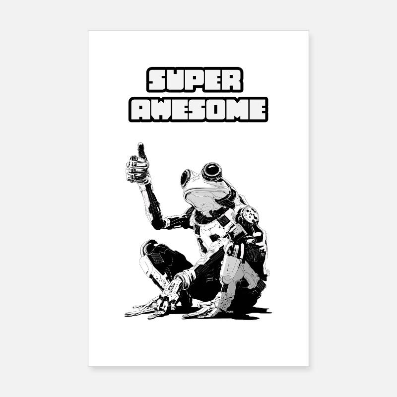 Super Roboter mit Thumbs Up Motiv - Poster 20x30 cm - Weiß