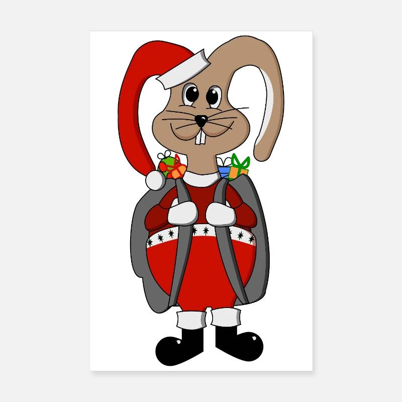 Weihnachtshase - Poster 20x30 cm - Weiß