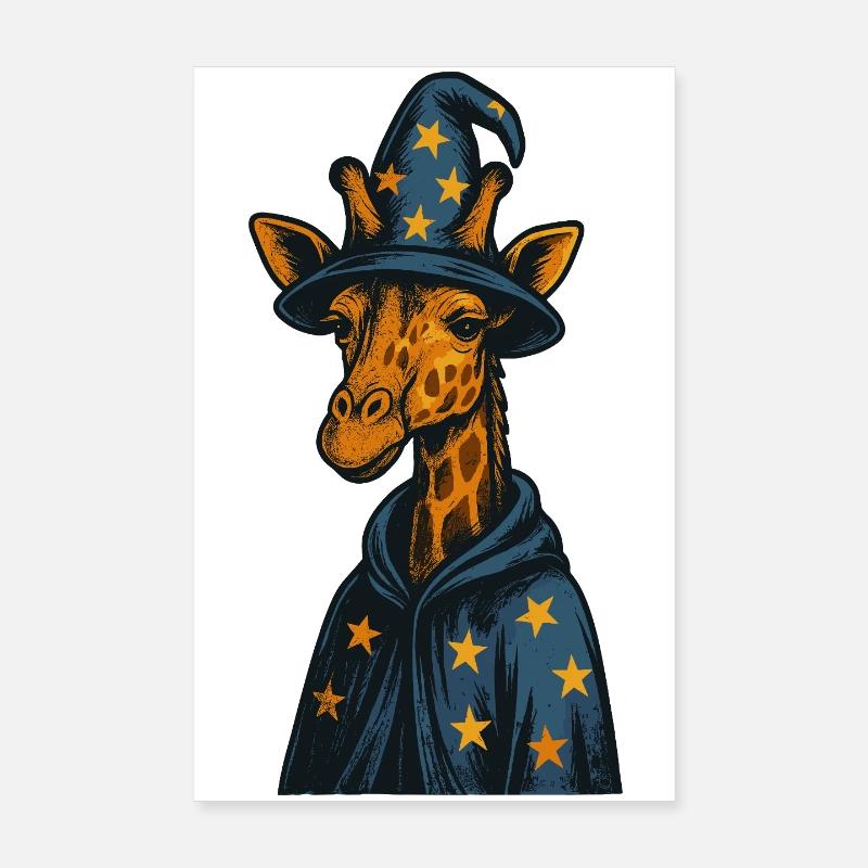 Wizard Giraffe Magic Art Poster 20x30 cm