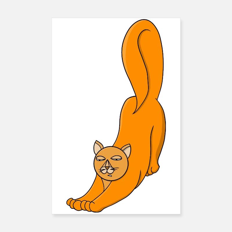 Chat Orange Étirant Poster 20 x 30 cm
