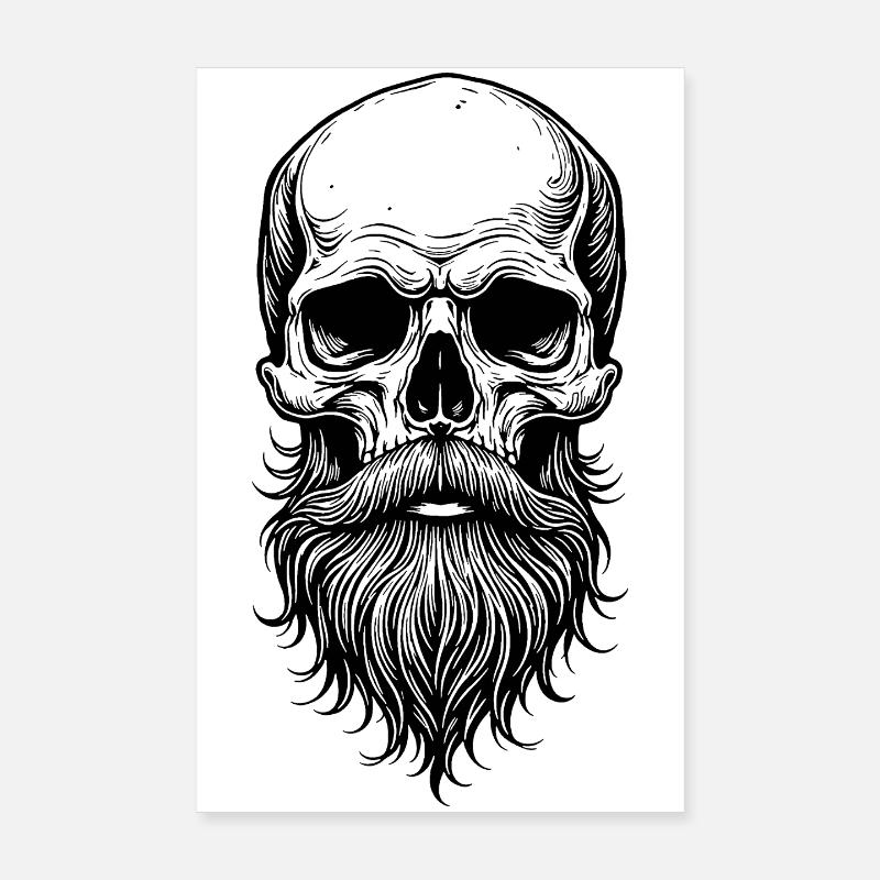 Skull mit Bart Poster 20x30 cm
