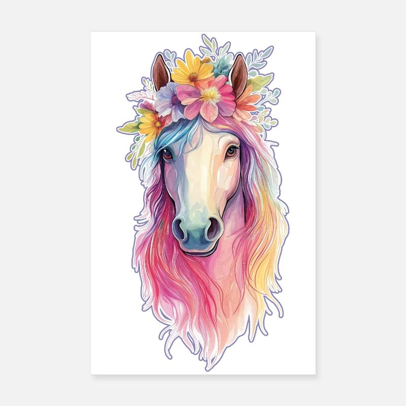 Buntes Pferd Poster 20x30 cm