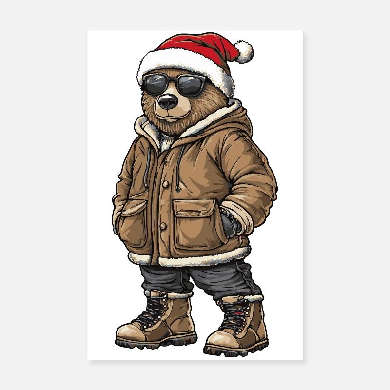 Bear Christmas Winter Poster 8" x 12" (20x30 cm)