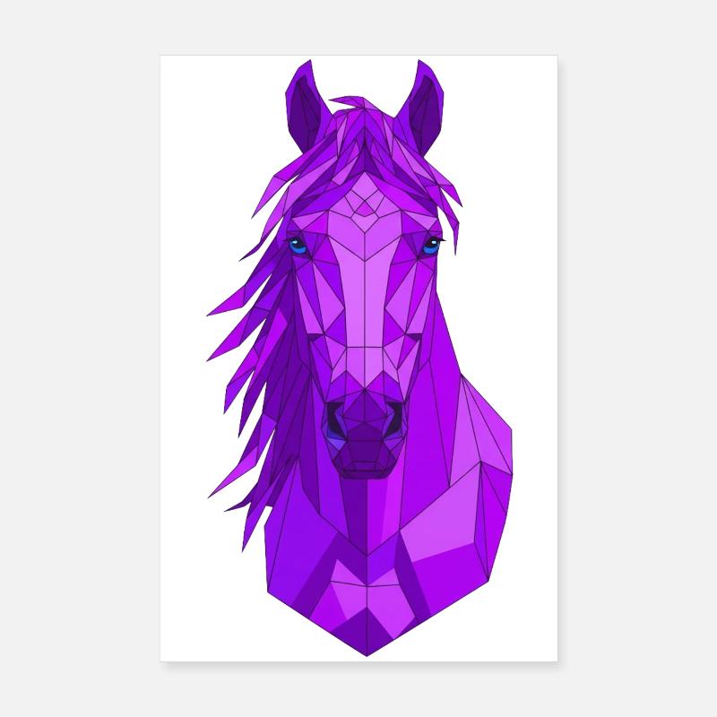 Tête de cheval pourpre géométrique Poster 20 x 30 cm