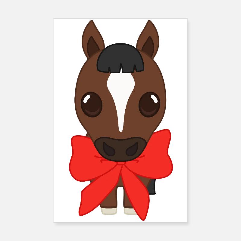 Pony mit rotem Band Poster 20x30 cm