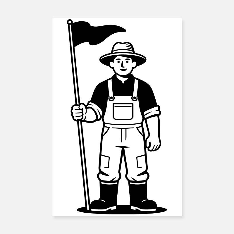 Fermier avec drapeau Poster 20 x 30 cm