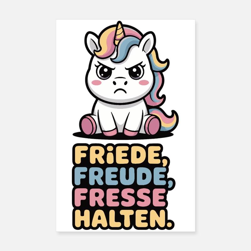 Süßes Einhorn Sarkasmus Spruch Fun Shirt - Poster 20x30 cm - Weiß